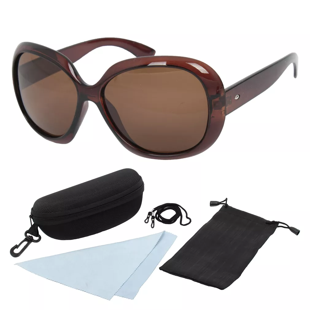 Polar Fashion P6524 C2 Brązowe błyszczące Polaryzacyjne Okulary Przeciwsłoneczne
