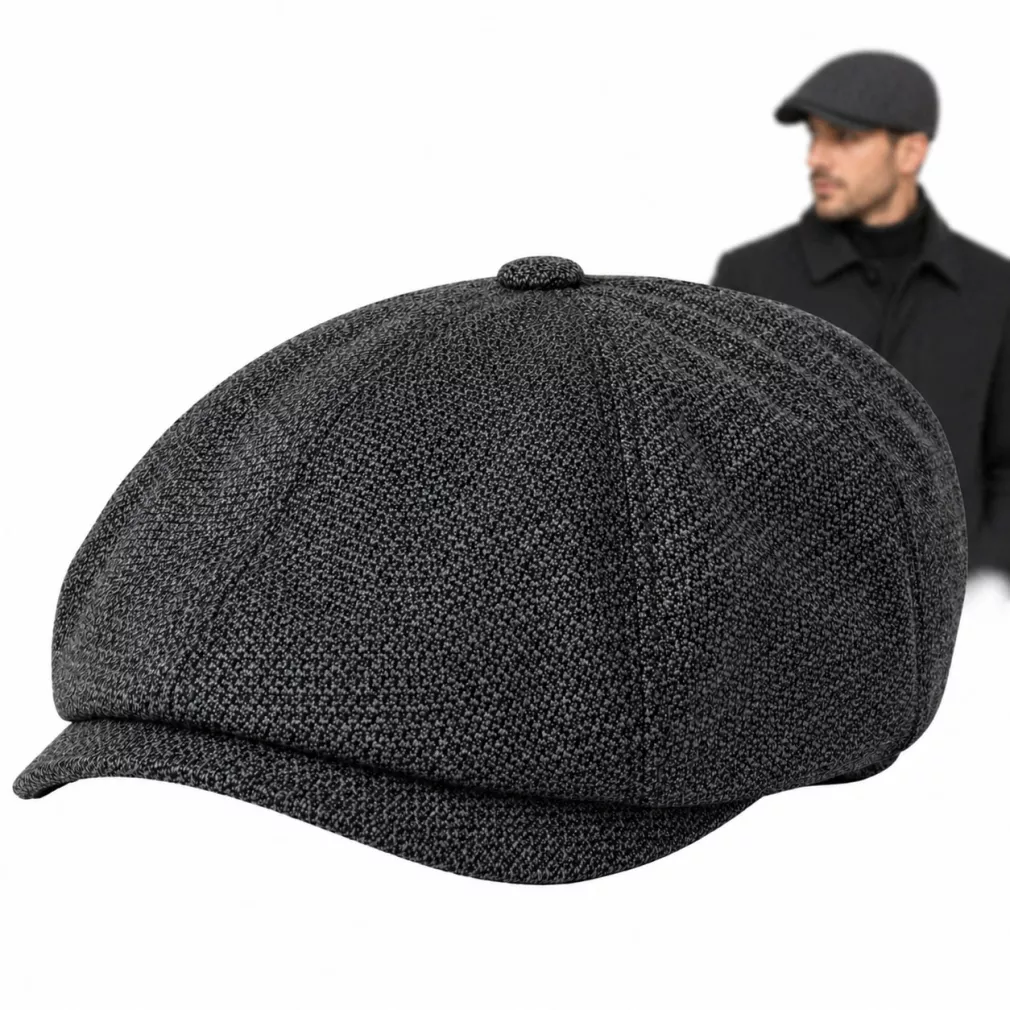 Kaszkiet Męski Bawełniany Grafitowy K268F Peaky Blinders Retro Flat Cap