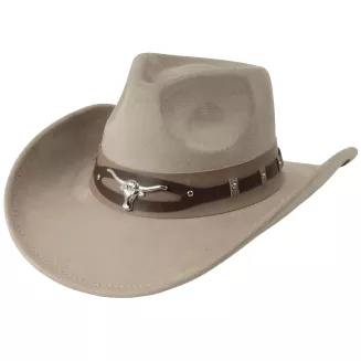 KAPELUSZ KOWBOJSKI WESTERN LONGHORN BEŻ + OKULARY LUSTRZANKI ZESTAW R254F - 6