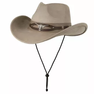 KAPELUSZ KOWBOJSKI WESTERN LONGHORN BEŻ + OKULARY LUSTRZANKI ZESTAW R254F - 7