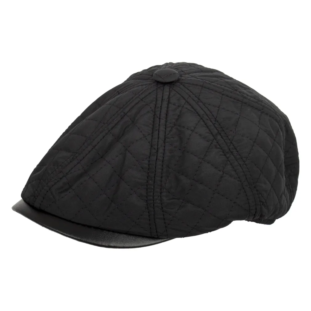 Polar Fashion-Czarny Kaszkiet męski bawełniany ciepła czapka-K209C