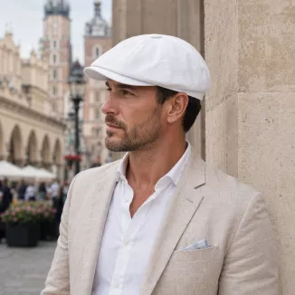 Kaszkiet Męski Gazeciarz Biały Letni Czapka Peaky Blinders Shelby Lato K313A - 5