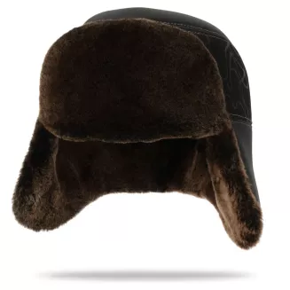 Męska Pilotka Zimowa Uszatka ze Skóry Naturalnej z Futrem Polar Fashion W520A - 4