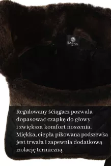 Męska Pilotka Zimowa Uszatka ze Skóry Naturalnej z Futrem Polar Fashion W520A - 7