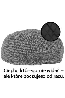Polar Fashion Kaszkiet Męski K277G Popielaty Pepitka Ocieplany z Podszewką - 5