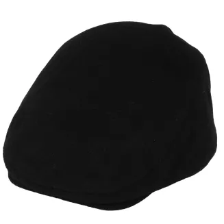 Kaszkiet Męski Zimowy Czarny Ocieplany z Wełną Flat Cap Polar Fashion K318C - 4