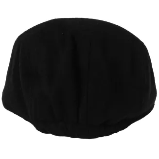 Kaszkiet Męski Zimowy Czarny Ocieplany z Wełną Flat Cap Polar Fashion K318C - 7