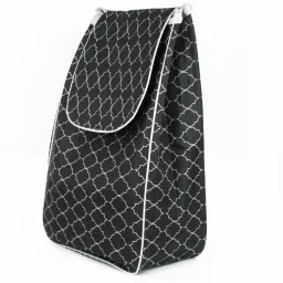 Torba na zakupy T2 czarna geometryczna 35L – nieprzemakalna do wózka
