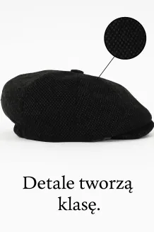 Ocieplany Kaszkiet Męski K277E Grafit Melanż  Peaky Blinders Polar Fashion - 4