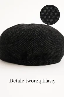 Ocieplany Kaszkiet Męski K277E Grafit Melanż  Peaky Blinders Polar Fashion - 5