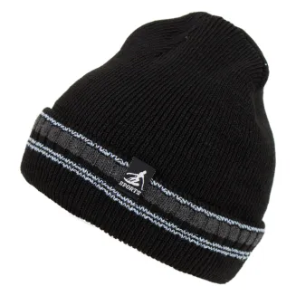 Polar Fashion Czapka W457A Beanie z Futerkiem Czarna z Paskiem - 2