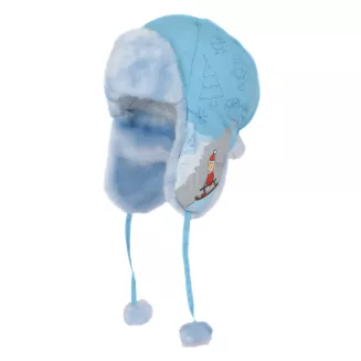 Czapka zimowa Polar Fashion W143C niebieska uszatka futrzana dla dziewczynki - 2