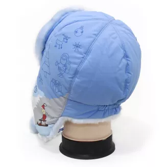 Czapka zimowa Polar Fashion W143C niebieska uszatka futrzana dla dziewczynki - 5