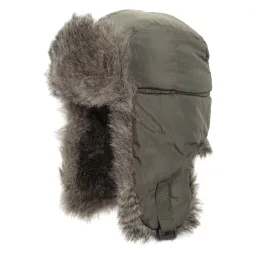 W232H Khaki A Warm Eared Winter Hat Fastened To The Neck