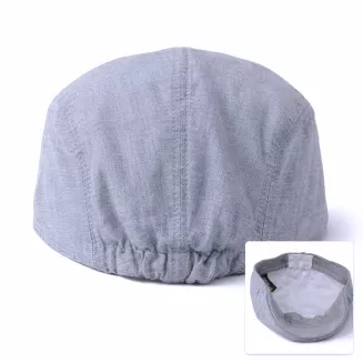 Kaszkiet Męski Jasnoszary Lniany Flat Cap Letni Polar Fashion Turcja K309D - 5