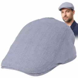 Kaszkiet Męski Jasnoszary Lniany Flat Cap Letni Polar Fashion Turcja K309D