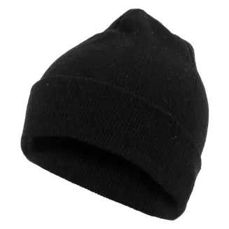 Wywijana Czapka Zimowa Męska Beanie W246A Czarna Gładka Polar Fashion - 2