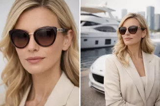 Solano Polaryzacyjne Okulary Przeciwsłoneczne Damskie Cat-Eye Brązowe SS21090B - 7