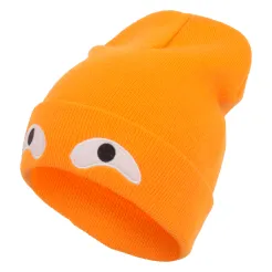 W245A Orange Beanie Winter Hat With Knitted Eye