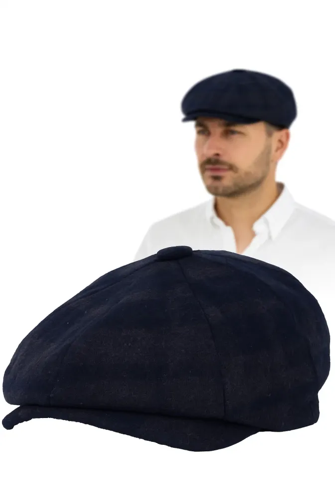 Ocieplany Kaszkiet Shelby Peaky BlindersGRANATOWA KRATKA   K276A Polar Fashion