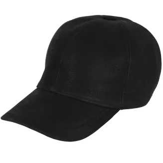 Czarna Skórzana bejsbolówka męska zimowa z uszami i futrem K294A Polar Fashion - 2