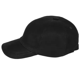 Czarna Skórzana bejsbolówka męska zimowa z uszami i futrem K294A Polar Fashion - 3