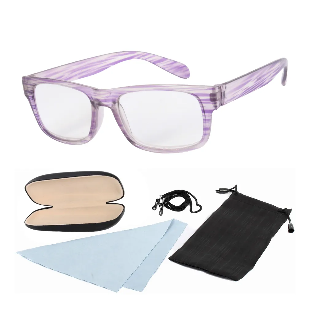 Okulary korekcyjne 89018 Fioletowe plusy do czytania etui