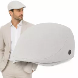 Kaszkiet Męski Bawełniany Beżowy Letni Czapka Flat Cap Jasny Ecru Lato K312A