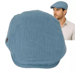 Kaszkiet męski Polar Fashion K310 turkus len premium styl lato letni KLIMAT