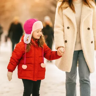 Ciemnoróżowa uszatka W143D dla dziewczynki ciepła futrzana zimowa przytulna - 4