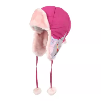 Ciemnoróżowa uszatka W143D dla dziewczynki ciepła futrzana zimowa przytulna - 2