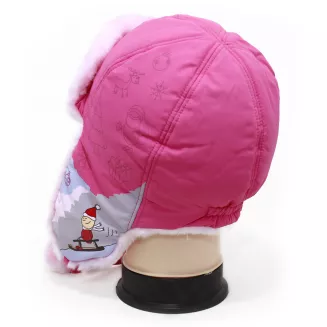 Ciemnoróżowa uszatka W143D dla dziewczynki ciepła futrzana zimowa przytulna - 5