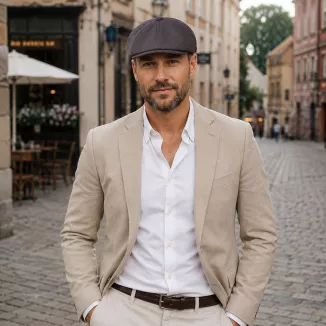Kaszkiet Męski Bawełniany Letnia Czapka Gazeciarz Peaky Blinders Brąz K308Ł - 2