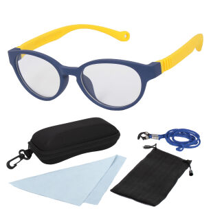 S8155 C12 Granatowo Żółte Elastyczne okulary dziecięce korekcyjne zerówki