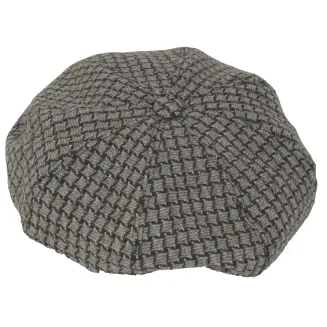 Stylowy Kaszkiet Damski K291C Szaro-Brązowa Pepitka z Łańcuszkiem Polar Fashion - 3