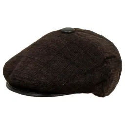 Polar Fashion-kaszkiet męski jodełka bawełniany czapka-K92E Brązowy