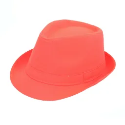 R158 Klasyczny kapelusz Trilby gładki pomarańczowy