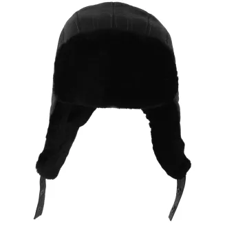 Męska skórzana pilotka czarna uszatka z tłoczonymi łuskami i ciepłym futrem W522B - 4