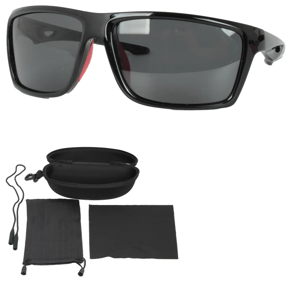 Polar Fashion P8098C3 Męskie Okulary UV400 Czarne Błyszczące Polaryzacyjne