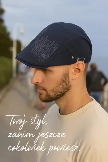 Granatowy Kaszkiet Męski Bawełniany K186F z Regulacją Polar Fashion - 3