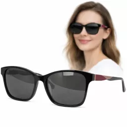 Damskie okulary polaryzacyjne czarne z burgundem szare soczewki Solano SS90207A