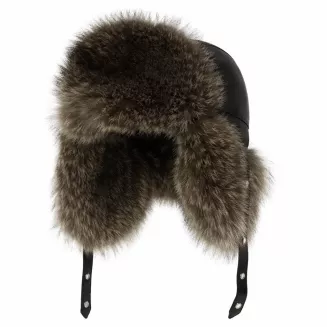 Czapka zimowa skórzana ocieplana z naturalnym futrem lisa UNISEX W529B Polar Fashion - 2