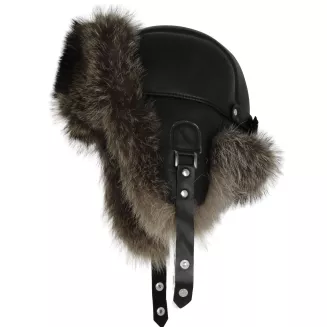 Czapka zimowa skórzana ocieplana z naturalnym futrem lisa UNISEX W529B Polar Fashion - 5