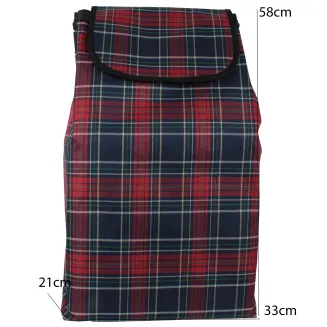 Torba do Wózka Zakupowa T3A Wodoodporna Krata Granat Czerwień Polar Fashion - 4