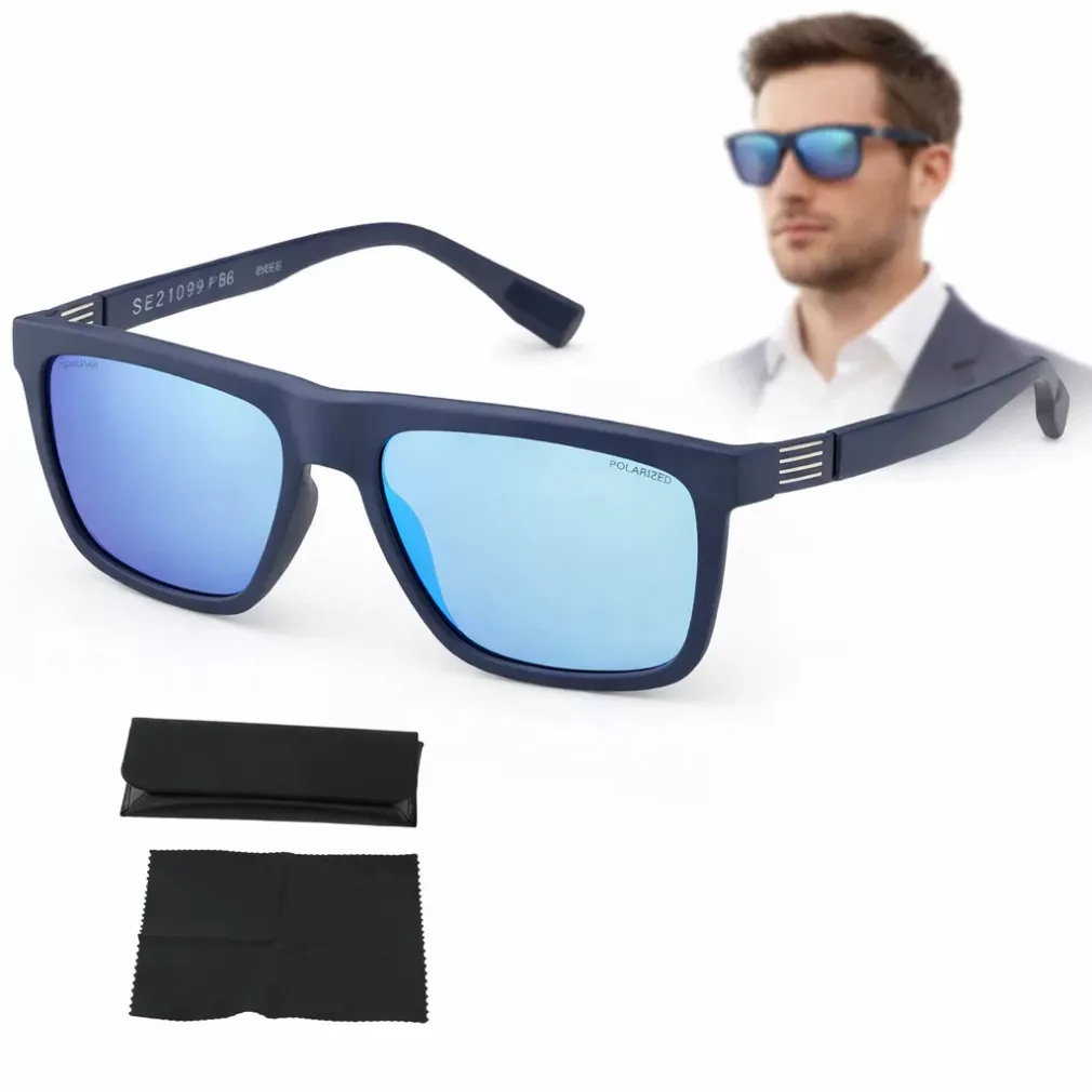 Męskie Polaryzacyjne Granatowe Okulary przeciwsłoneczne Solano SS21099B