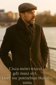 Stylowy Kaszkiet Męski K279A Polar Fashion Brązowa Jodełka z Pikowaną Podszewką - 7