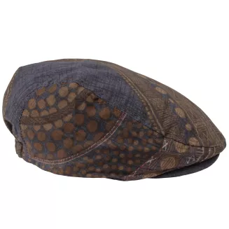 Kaszkiet męski flat cap bawełniany brązowy etno wzorzysty wiosna lato K307C - 4