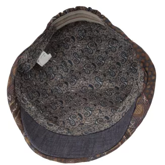 Kaszkiet męski flat cap bawełniany brązowy etno wzorzysty wiosna lato K307C - 7