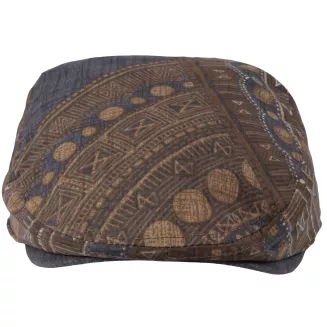 Kaszkiet męski flat cap bawełniany brązowy etno wzorzysty wiosna lato K307C - 2