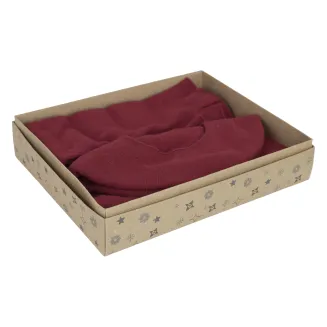 W478G Czerwony komplet zimowy damski beret szalik rękawiczki - 6
